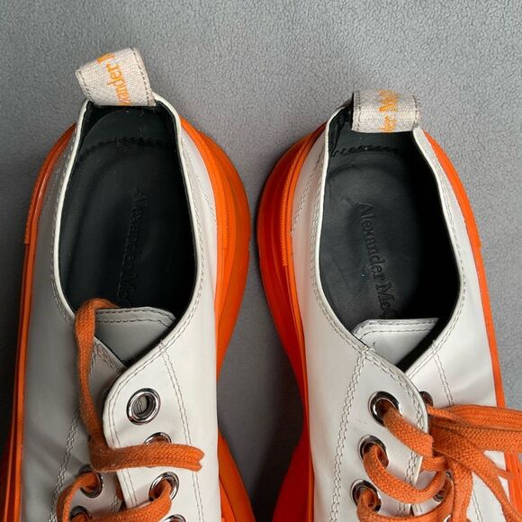 Alexander McQueen White & Orange Tread Slick Low Sneakers size 42/9 Platform - Picture 6 of 12